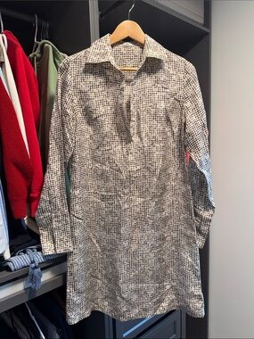 Martin & Osa Women’s Brown/ Cream print button front shirt dress/ Tunic dress